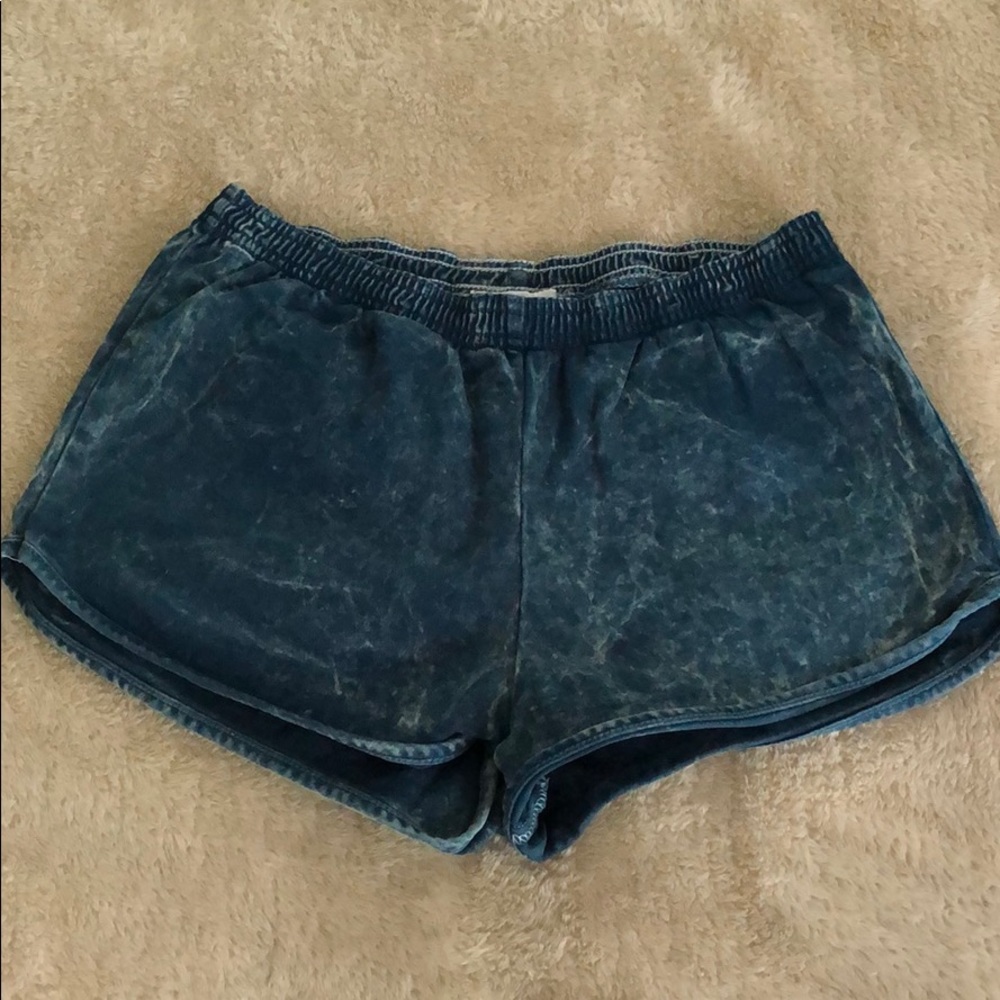 Acid Wash Stretch Denim Track Shorts